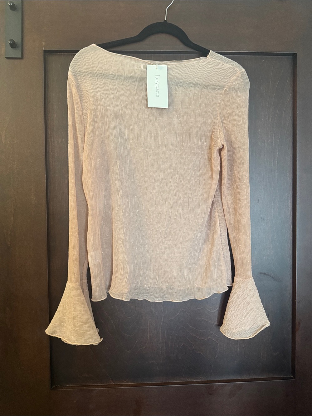 Lucy Paris Blush Sheer Long-Sleeve Top with Flared Cuffs